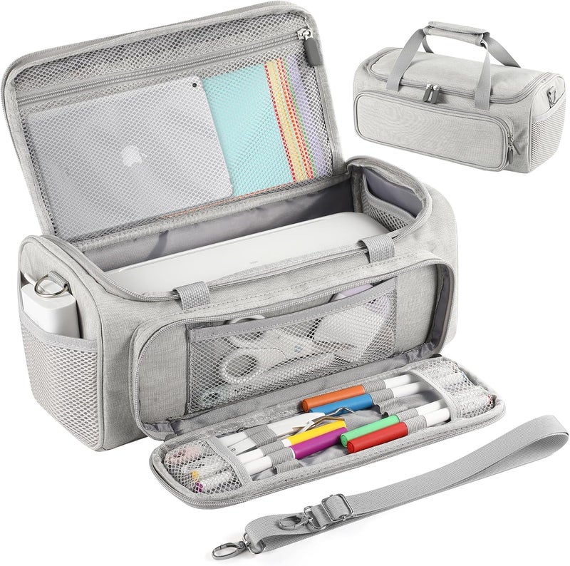 LEFORZ Carrying Case Compatible with Cricut Joy Xtra Smart Cutting Machine(13.7''L x 6.2''W x 5.9''H),Protable Storage Bag with Shoulder Strap Compatible with Cricut Joy Xtra Accessories,Cricut Tools,Grey - Image 1